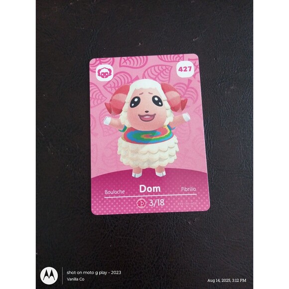 Nintendo Animal Crossing Dom Amiibo Card - Picture 1 of 2